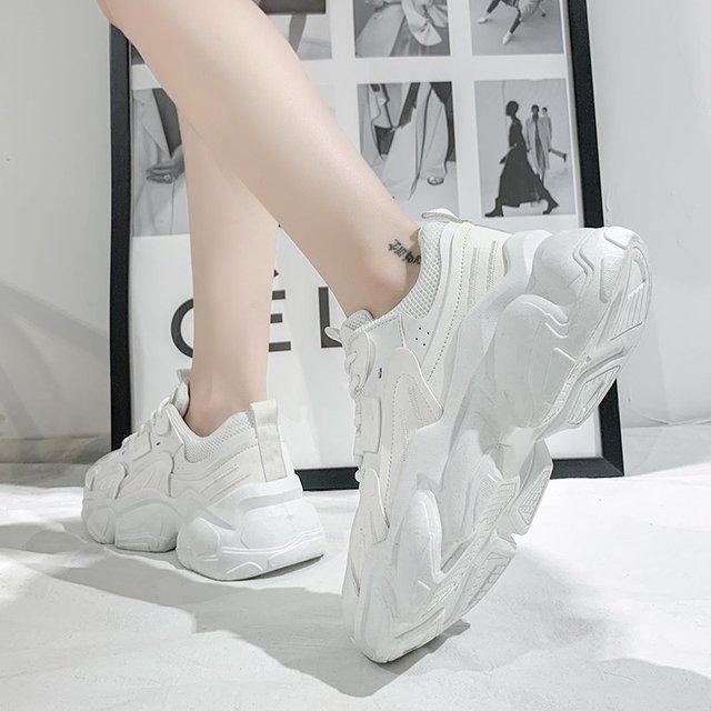 Damskie buty wulkanizowane platformy zasznurowane Chunky Sneakers, rozmiary 35-44, wiosenna moda, wygodne obuwie na co dzień - Wianko - 45