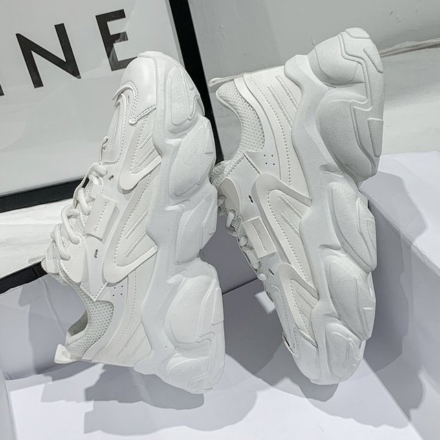 Damskie buty wulkanizowane platformy zasznurowane Chunky Sneakers, rozmiary 35-44, wiosenna moda, wygodne obuwie na co dzień - Wianko - 42