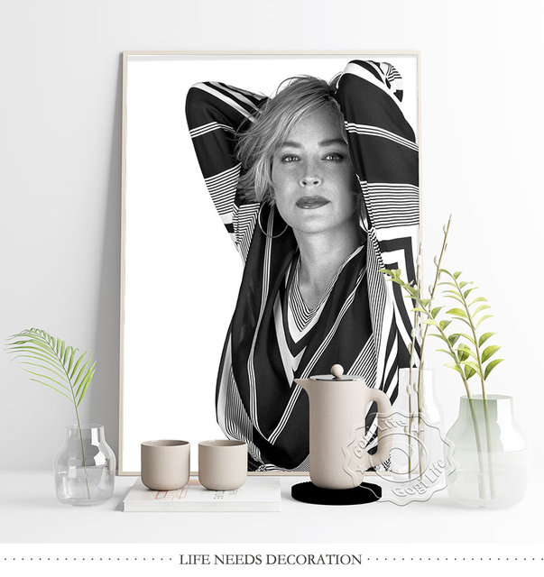 Amerykańska aktorka - czarno-biały plakat portretowy, elegancki motyw vintage, dla fanów malarstwa - Wianko - 5