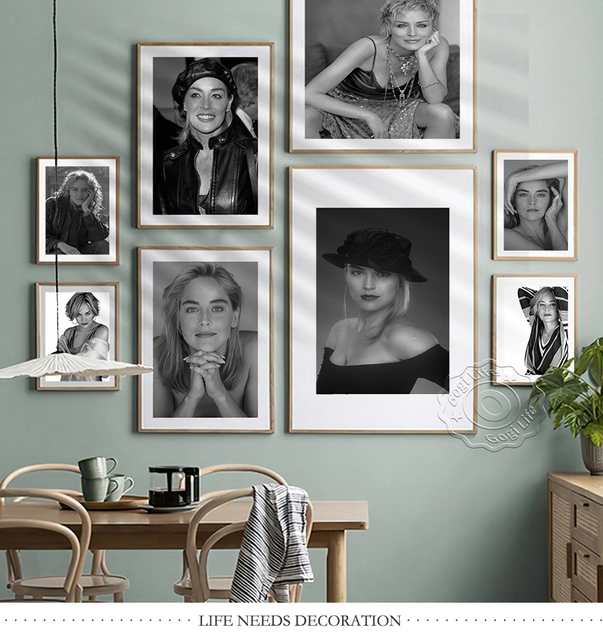 Amerykańska aktorka - czarno-biały plakat portretowy, elegancki motyw vintage, dla fanów malarstwa - Wianko - 2