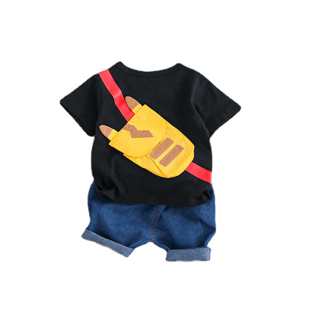 Zestaw letnich ubrań dla niemowląt - koszulka z nadrukiem dla dziewczynek i chłopców oraz spodenki jeansowe dla dzieci - Wianko - 15