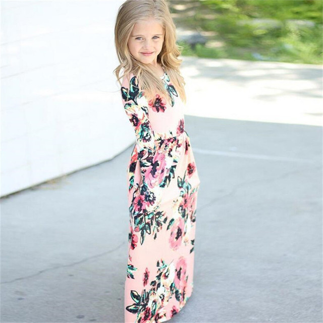 Sukienka dziecięca na jesień z nadrukiem kwiatowym, długie sukienki dla dziewczynek - Wianko - 7
