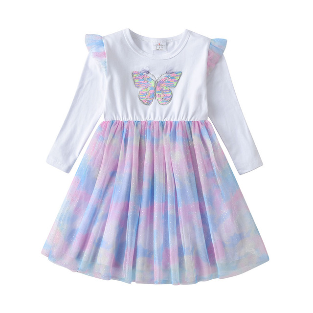 Dziewczęca sukienka motyl z cekinami i tiulem - VIKITA dzieci jesień kostiumy - Wianko - 3