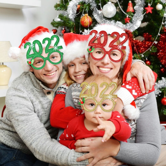 Okulary świąteczne Świętego Mikołaja z motywem choinki i łosia 2022 - rekwizyty imprezowe dla dzieci - Wianko - 19