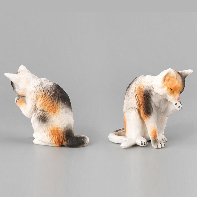 Mebelki zabawkowe - Mini Cat Figurka Model Słodki Kociak Zwierzęcy Symulacja Rzemiosło Miniaturowe Ozdoby do Domu - Wianko - 27