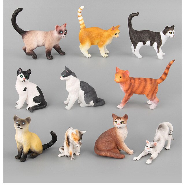 Mebelki zabawkowe - Mini Cat Figurka Model Słodki Kociak Zwierzęcy Symulacja Rzemiosło Miniaturowe Ozdoby do Domu - Wianko - 2