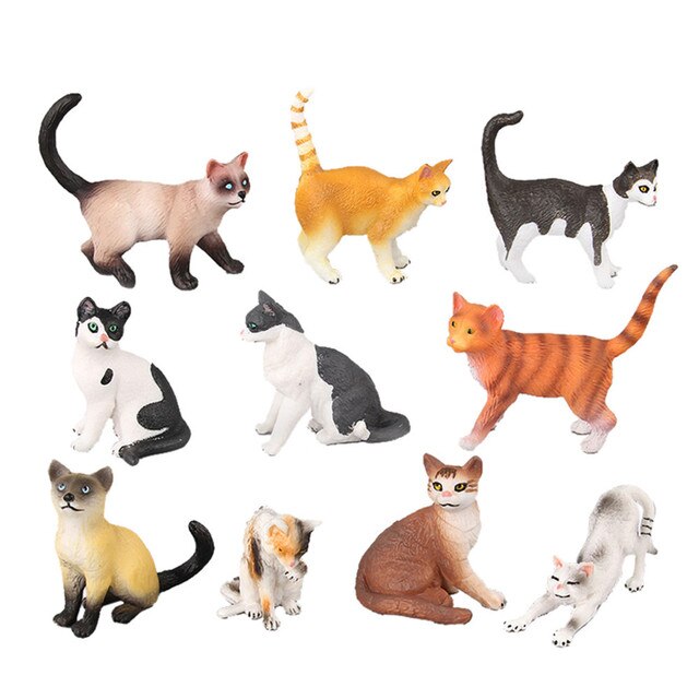Mebelki zabawkowe - Mini Cat Figurka Model Słodki Kociak Zwierzęcy Symulacja Rzemiosło Miniaturowe Ozdoby do Domu - Wianko - 3