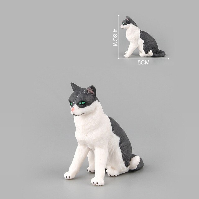 Mebelki zabawkowe - Mini Cat Figurka Model Słodki Kociak Zwierzęcy Symulacja Rzemiosło Miniaturowe Ozdoby do Domu - Wianko - 14