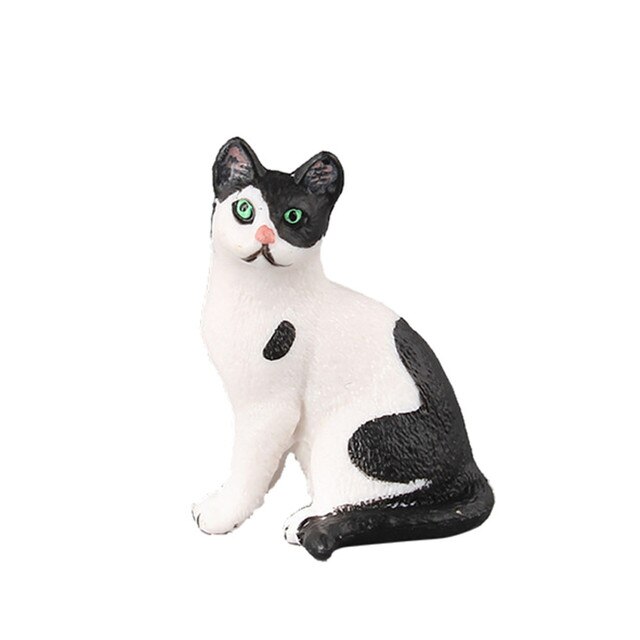 Mebelki zabawkowe - Mini Cat Figurka Model Słodki Kociak Zwierzęcy Symulacja Rzemiosło Miniaturowe Ozdoby do Domu - Wianko - 4