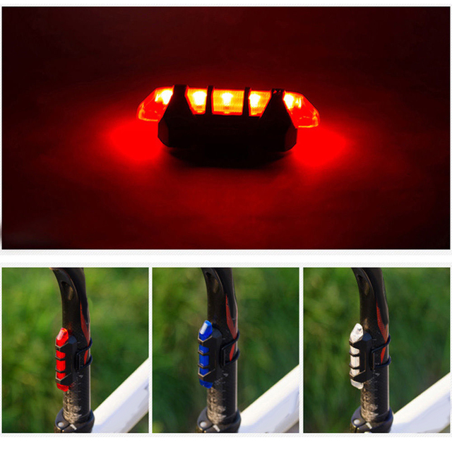 Ostrzegawcza tylna lampa rowerowa z 5 diodami LED i zasilaniem USB - Wianko - 3