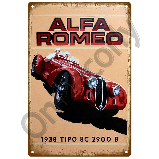 Retro Metalowa Tablica Alfa Romeo Serwis - Znak Garażowy w Stylu Vintage, Dekoracja Ścienna, Plakat Płyty Człowieka Jaskini, Sfatygowany Szykowny - Tablice i Znaki - Wianko - 14