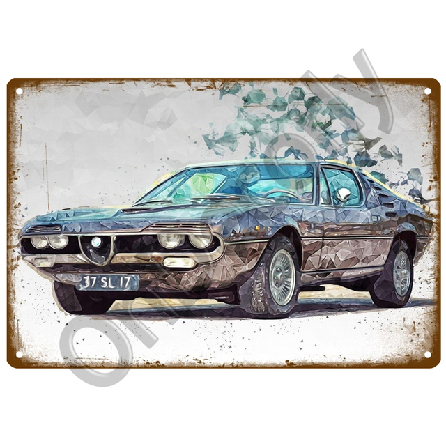 Retro Metalowa Tablica Alfa Romeo Serwis - Znak Garażowy w Stylu Vintage, Dekoracja Ścienna, Plakat Płyty Człowieka Jaskini, Sfatygowany Szykowny - Tablice i Znaki - Wianko - 23