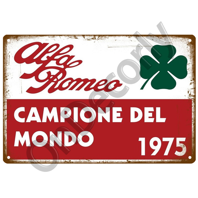 Retro Metalowa Tablica Alfa Romeo Serwis - Znak Garażowy w Stylu Vintage, Dekoracja Ścienna, Plakat Płyty Człowieka Jaskini, Sfatygowany Szykowny - Tablice i Znaki - Wianko - 18