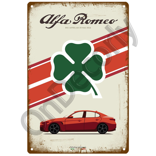 Retro Metalowa Tablica Alfa Romeo Serwis - Znak Garażowy w Stylu Vintage, Dekoracja Ścienna, Plakat Płyty Człowieka Jaskini, Sfatygowany Szykowny - Tablice i Znaki - Wianko - 5