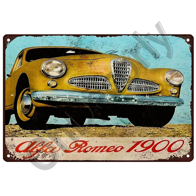 Retro Metalowa Tablica Alfa Romeo Serwis - Znak Garażowy w Stylu Vintage, Dekoracja Ścienna, Plakat Płyty Człowieka Jaskini, Sfatygowany Szykowny - Tablice i Znaki - Wianko - 26