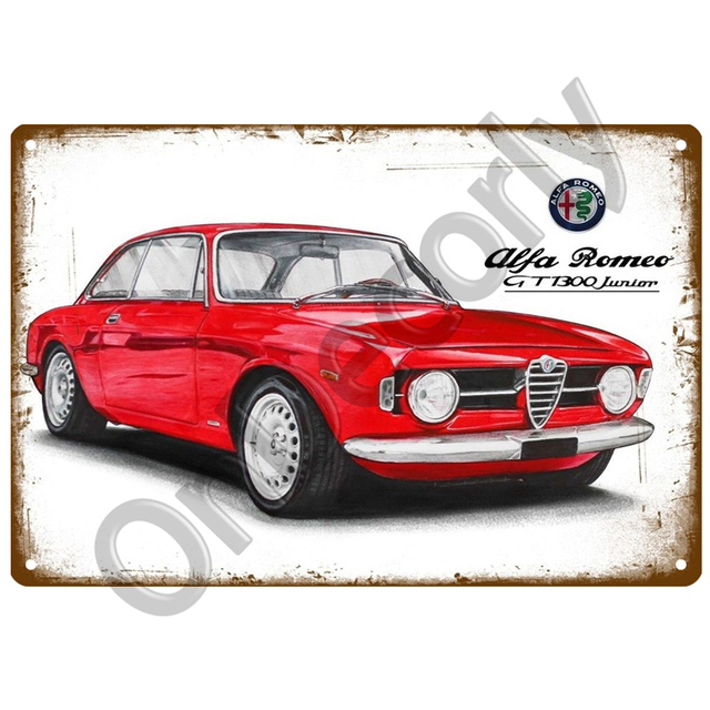 Retro Metalowa Tablica Alfa Romeo Serwis - Znak Garażowy w Stylu Vintage, Dekoracja Ścienna, Plakat Płyty Człowieka Jaskini, Sfatygowany Szykowny - Tablice i Znaki - Wianko - 19