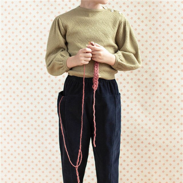 Bufiasty sweter EnkeliBB Soor Ploom dla dziewczynki, w stylu vintage z wiosennymi rękawami - jakość top, marka design - Wianko - 7