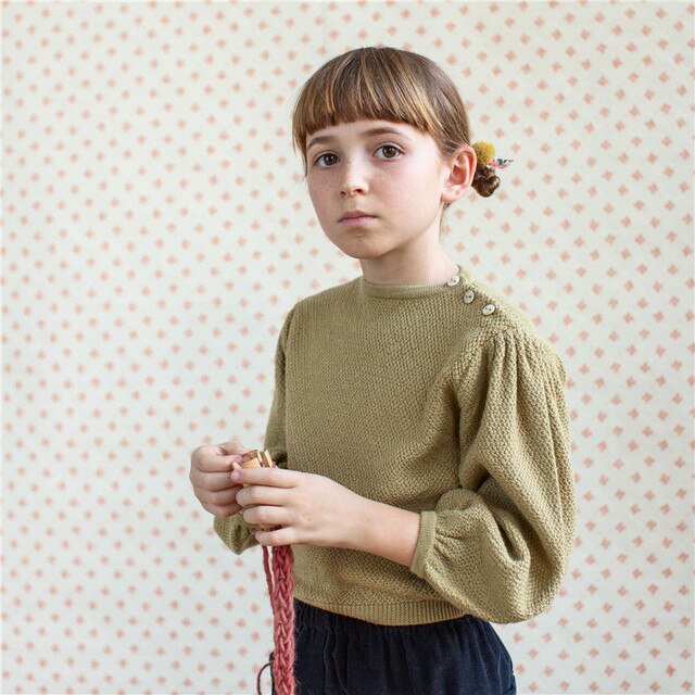 Bufiasty sweter EnkeliBB Soor Ploom dla dziewczynki, w stylu vintage z wiosennymi rękawami - jakość top, marka design - Wianko - 8