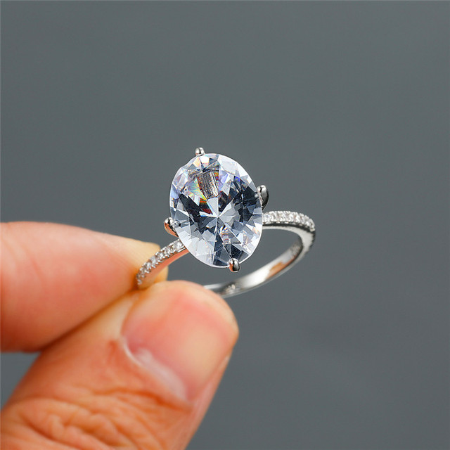 Luksusowy pierścionek ślubny z białym kryształem dla kobiet, Vintage, owalny krój, złoto srebrne obrączki ceremonijne - Wianko - 6