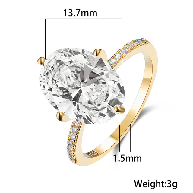 Luksusowy pierścionek ślubny z białym kryształem dla kobiet, Vintage, owalny krój, złoto srebrne obrączki ceremonijne - Wianko - 12