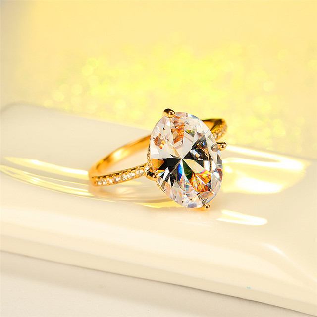 Luksusowy pierścionek ślubny z białym kryształem dla kobiet, Vintage, owalny krój, złoto srebrne obrączki ceremonijne - Wianko - 7