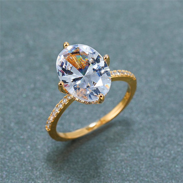 Luksusowy pierścionek ślubny z białym kryształem dla kobiet, Vintage, owalny krój, złoto srebrne obrączki ceremonijne - Wianko - 9