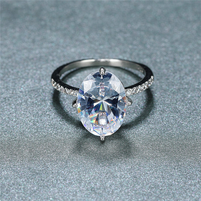 Luksusowy pierścionek ślubny z białym kryształem dla kobiet, Vintage, owalny krój, złoto srebrne obrączki ceremonijne - Wianko - 4