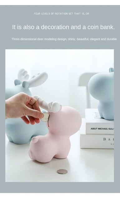Kreatywna figurka Skarbonka Deer Piggy Bank z żywicy - prezent na urodziny, graduację, parapetówkę - Wianko - 4