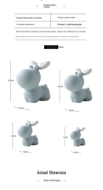 Kreatywna figurka Skarbonka Deer Piggy Bank z żywicy - prezent na urodziny, graduację, parapetówkę - Wianko - 3