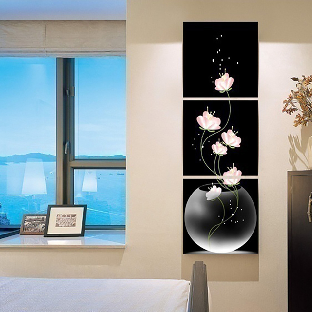 Malarstwo kwiatowe - 3 panele plakatu Nordic do dekoracji ścian w salonie i przedpokoju - Wianko - 4
