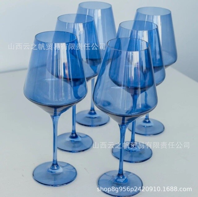 Kieliszek do szampana z niebieskim szklanym kolorem do soku i napojów w restauracji - Wianko - 2