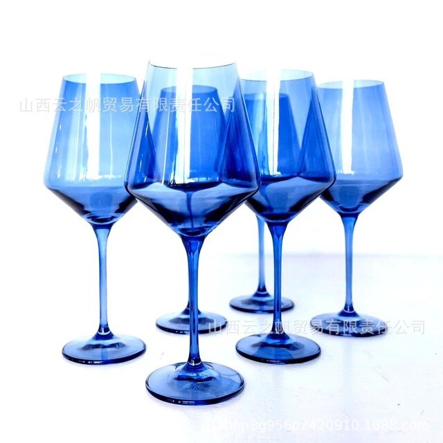 Kieliszek do szampana z niebieskim szklanym kolorem do soku i napojów w restauracji - Wianko - 1