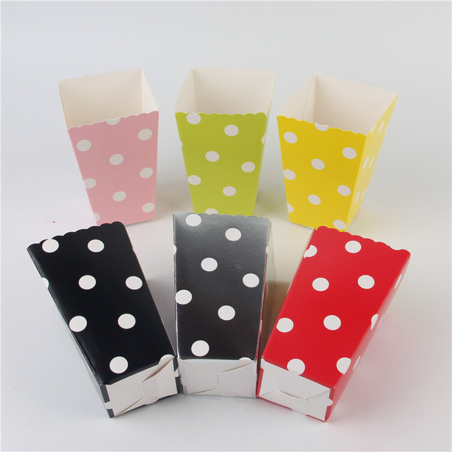 Partia 12 sztuk kolorowych papierowych pudełek na popcorn w wzór chevron - idealne na cukierki, przekąski, dekorację weselną i przyjęcie urodzinowe - Wianko - 1