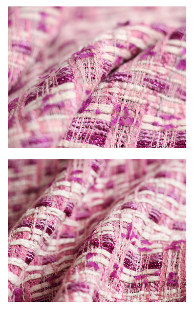 Materiał do szycia jesiennej odzieży - Czerwony Malinowy Francja Tweed Fioletowy Różowy Fil-lumiere - Wianko - 5
