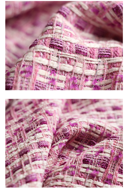 Materiał do szycia jesiennej odzieży - Czerwony Malinowy Francja Tweed Fioletowy Różowy Fil-lumiere - Wianko - 6