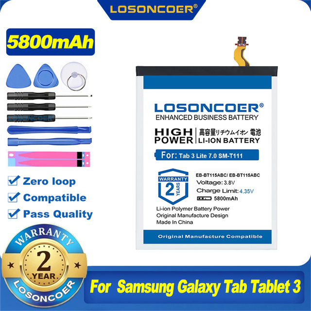 Bateria do tabletu Samsung Tab3 Lite SM-T110/T115/T111/T116/T3600E o pojemności 5800mAh EB-BT115ABE/EB-BT115ABC/EB-BT111ABC - Wianko - 1