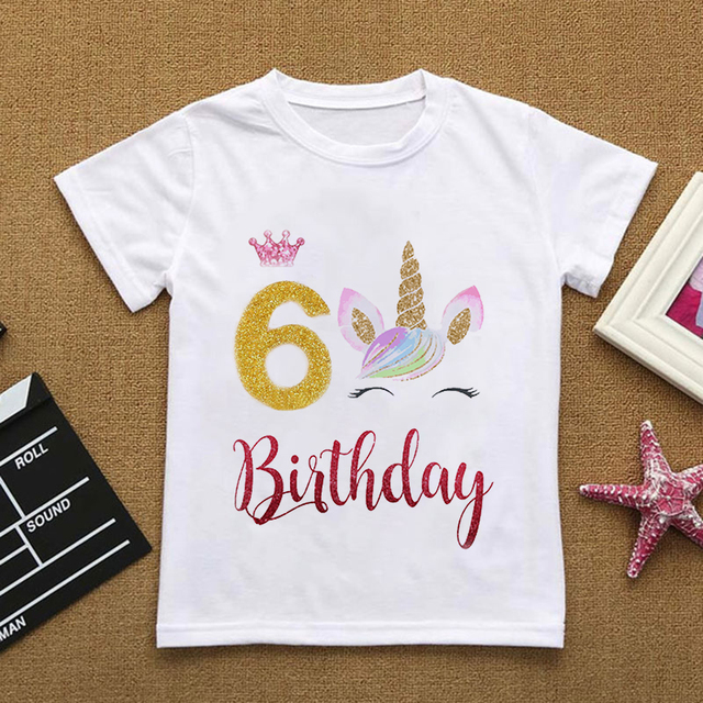 Dziewięciolatka: Dziewczęca koszulka z grafiką jednorożca na urodziny - Wianko - 18