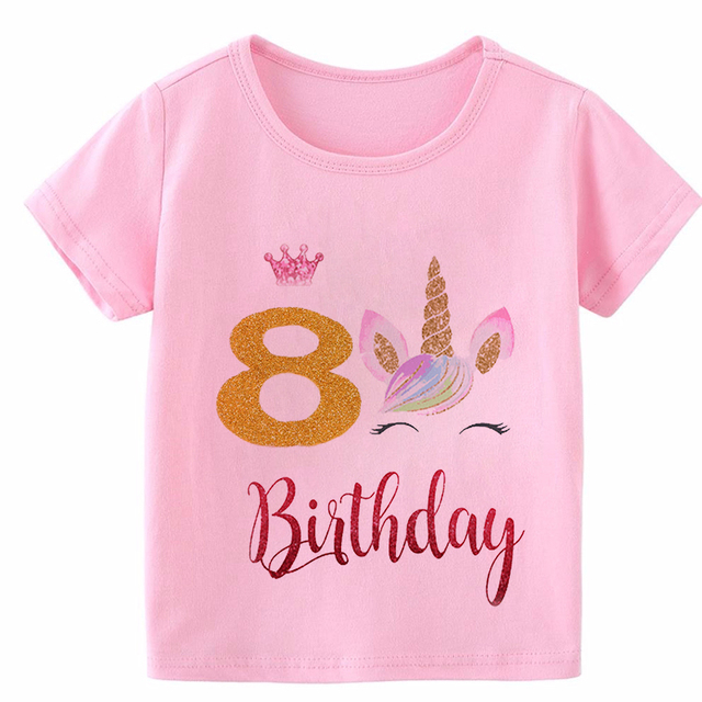 Dziewięciolatka: Dziewczęca koszulka z grafiką jednorożca na urodziny - Wianko - 17