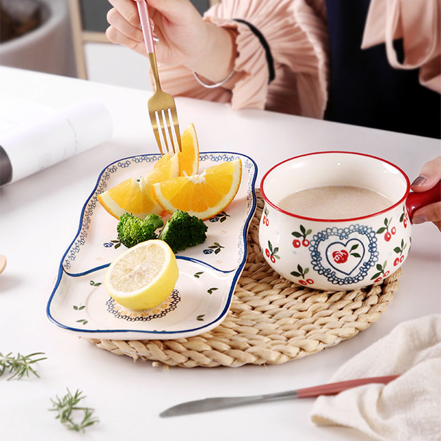 Miska śniadaniowa ceramiczna XINCHEN 2021 z uchwytem glazury do pieczenia chleba, mleka i owoców - Wianko - 4