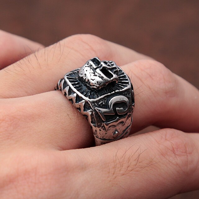Pierścień dla mężczyzn Moda Punk 13 - Hip Hop Rock Biker st. nierdzewna Gothic czaszka biżuteria Amulet - Wianko - 22