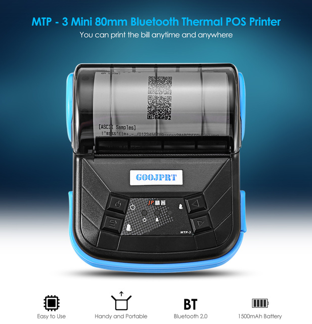 Mini drukarka termiczna MTP-3 80mm z Bluetooth do paragonów przenośna i bezprzewodowa - Android, iOS, Windows - Wianko - 2