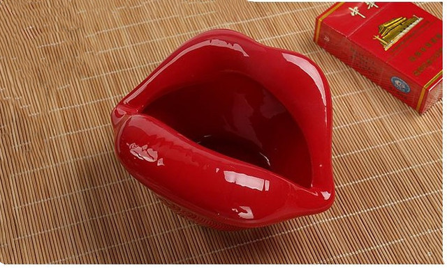 Seksowna ceramiczna popielniczka czerwonej wargi - pięknie modny prezent dla palaczy, idealny do samochodu - Wianko - 3