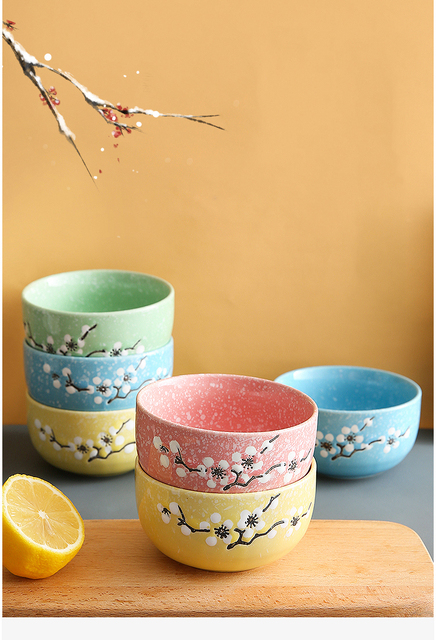Miseczka ceramiczna chińskiego stylu w kolorze śliwkowym, łatwa w czyszczeniu i zagęszczająca, 4 kolory dostępne - Wianko - 1