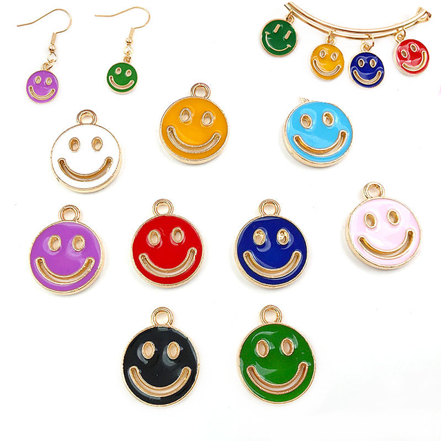 Wisiorki Smiley Hollow emalia - 10/20 sztuk - mieszane kolczyki bransoletka Charms DIY tworzenia biżuterii - Wianko - 2