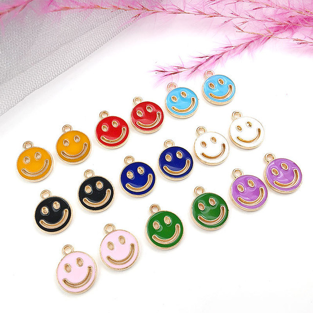 Wisiorki Smiley Hollow emalia - 10/20 sztuk - mieszane kolczyki bransoletka Charms DIY tworzenia biżuterii - Wianko - 4