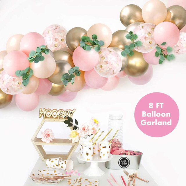 Zestaw dekoracji na 1 urodziny dziewczynki - różowe balony chromowane w złocie z girlandą na łuk dla Baby Shower i przyjęć urodzinowych dla dzieci - Wianko - 3