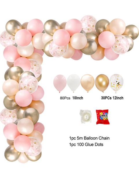 Zestaw dekoracji na 1 urodziny dziewczynki - różowe balony chromowane w złocie z girlandą na łuk dla Baby Shower i przyjęć urodzinowych dla dzieci - Wianko - 1