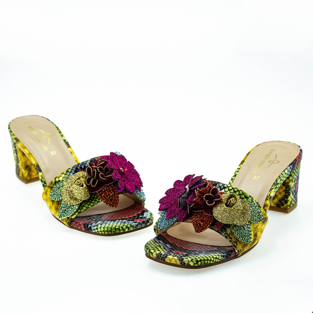 Wysokie obcasy luksusowej kolekcji: buty i torebka 573-3, łączące kwiatowy złoty motyw nigeryjskiego ślubu w zestawie - Wianko - 10
