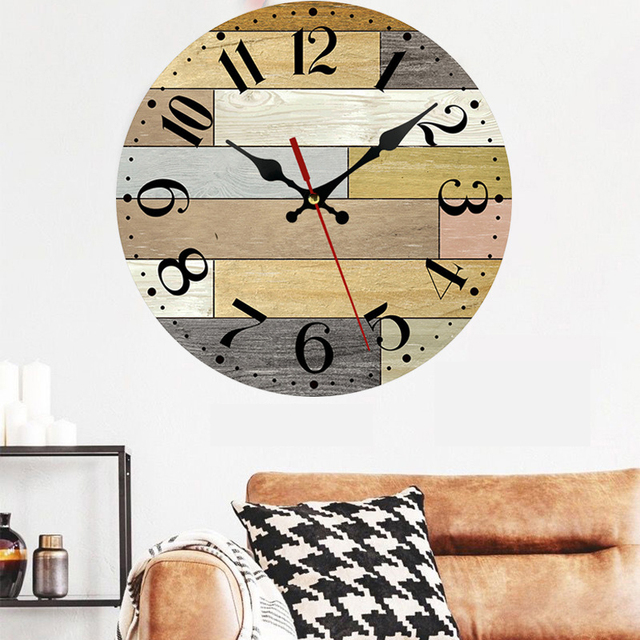 30-cm drewniany zegar ściany w stylu retro - dekoracja do domu, kuchni - duży zegar ściany artystyczny - Wianko - 11