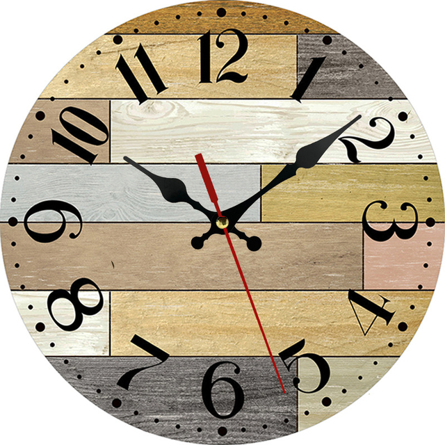 30-cm drewniany zegar ściany w stylu retro - dekoracja do domu, kuchni - duży zegar ściany artystyczny - Wianko - 16